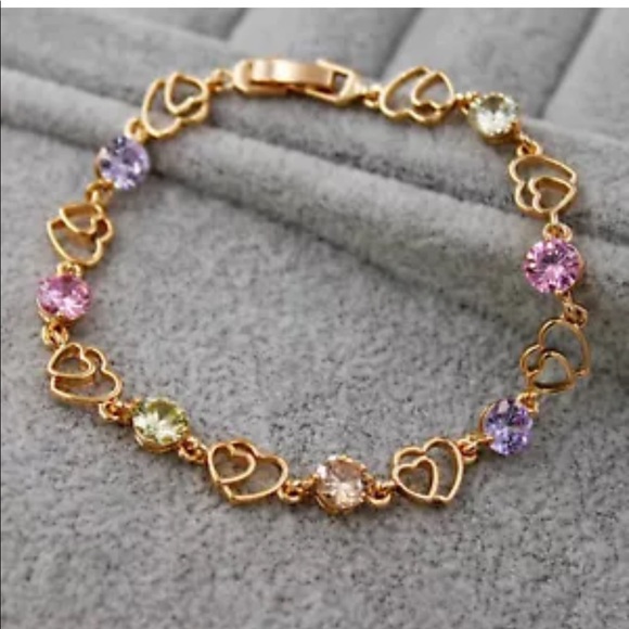 Hollow double heart gold colors bracelet